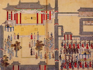 성균관 입학례 장면을 그린 왕복도